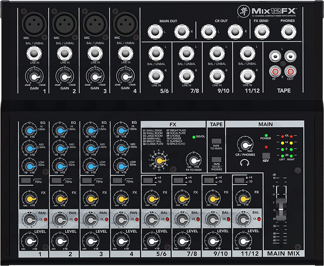 Mackie Mix12FX Mix Series, 12-Channel Compact Effects Mixer with Studio-Level Audio Quality and FX