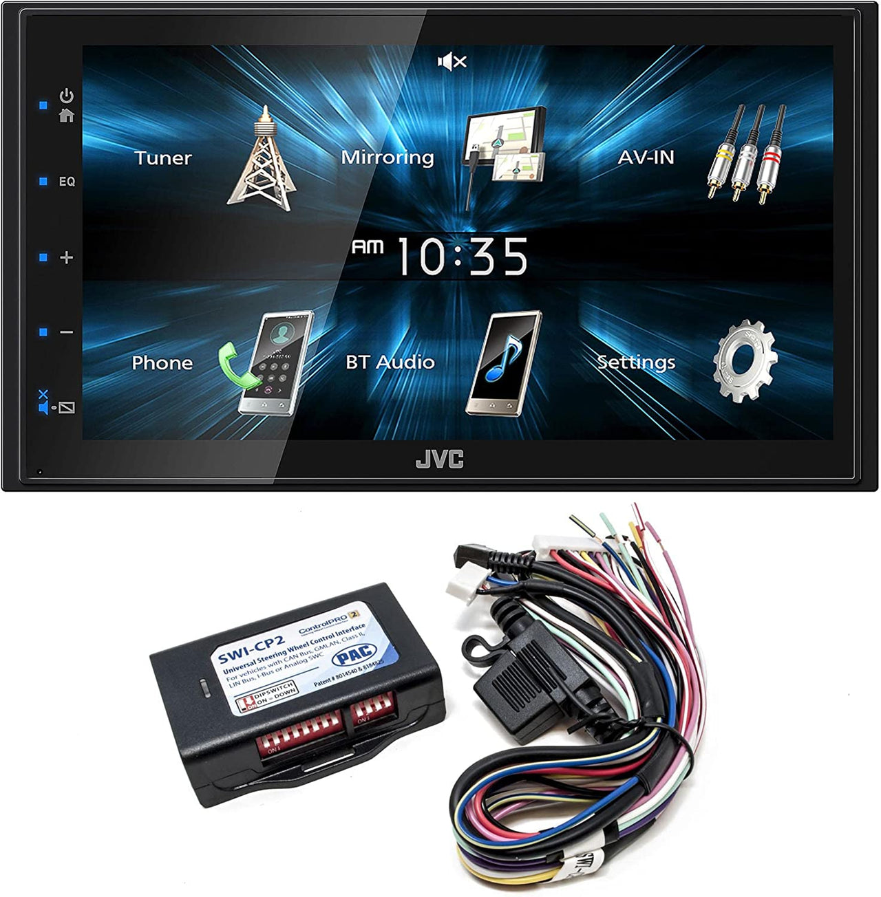 JVC KW-M150BT Digital Media Receiver 6.8" Monitor PAC SWI-CP2 Interface