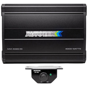 AUTOTEK MM-4020.1D 4000W Max 1-ohm Stable Monoblock Amplifier w/ Bass Knob Included