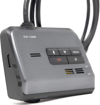  Alpine DVR-C320R WiFi & GPS Enabled Stealth Dash Camera front and side view design.