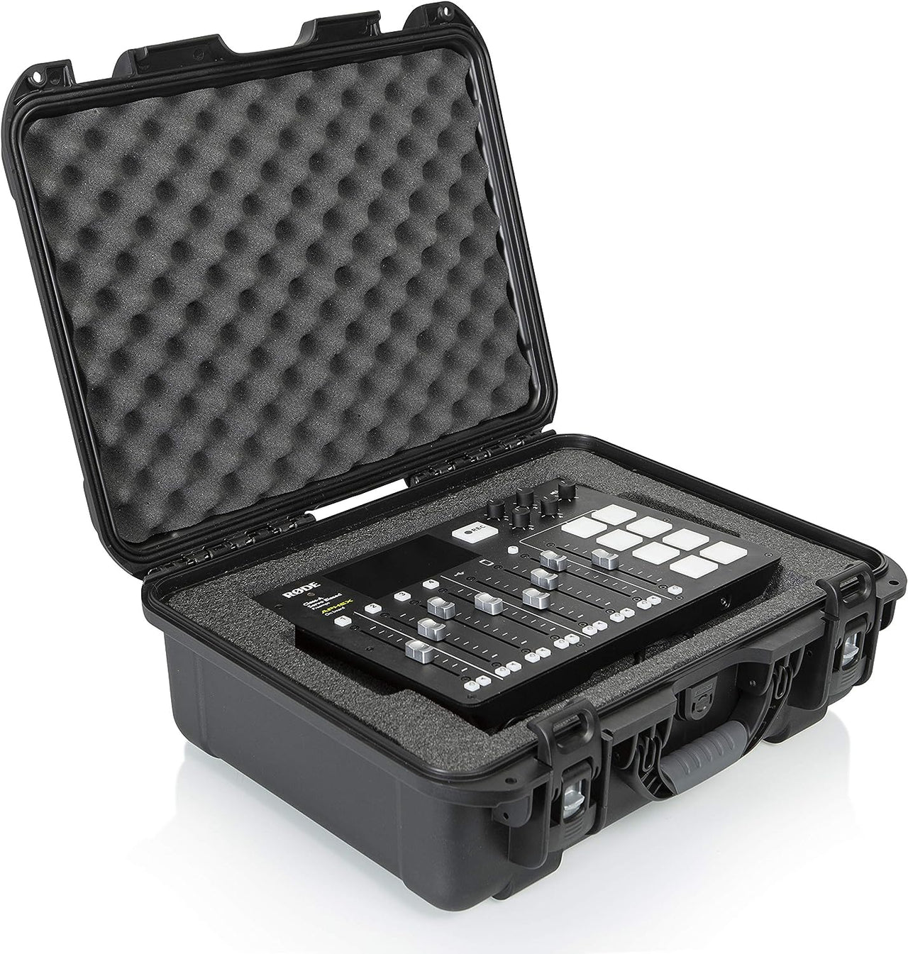 Gator Cases GL-RODECASTER2 Lightweight Case with Custom Cut Foam Interior for RODECASTER Pro Podcast Mixer and Two Microphones