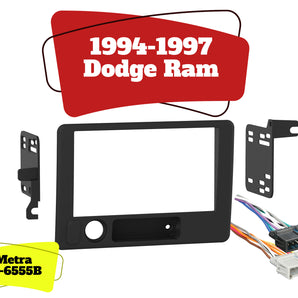 94-97 Dodge Ram Double Din Car Stereo Dash Kit Harness 95-6555B 70-1817
