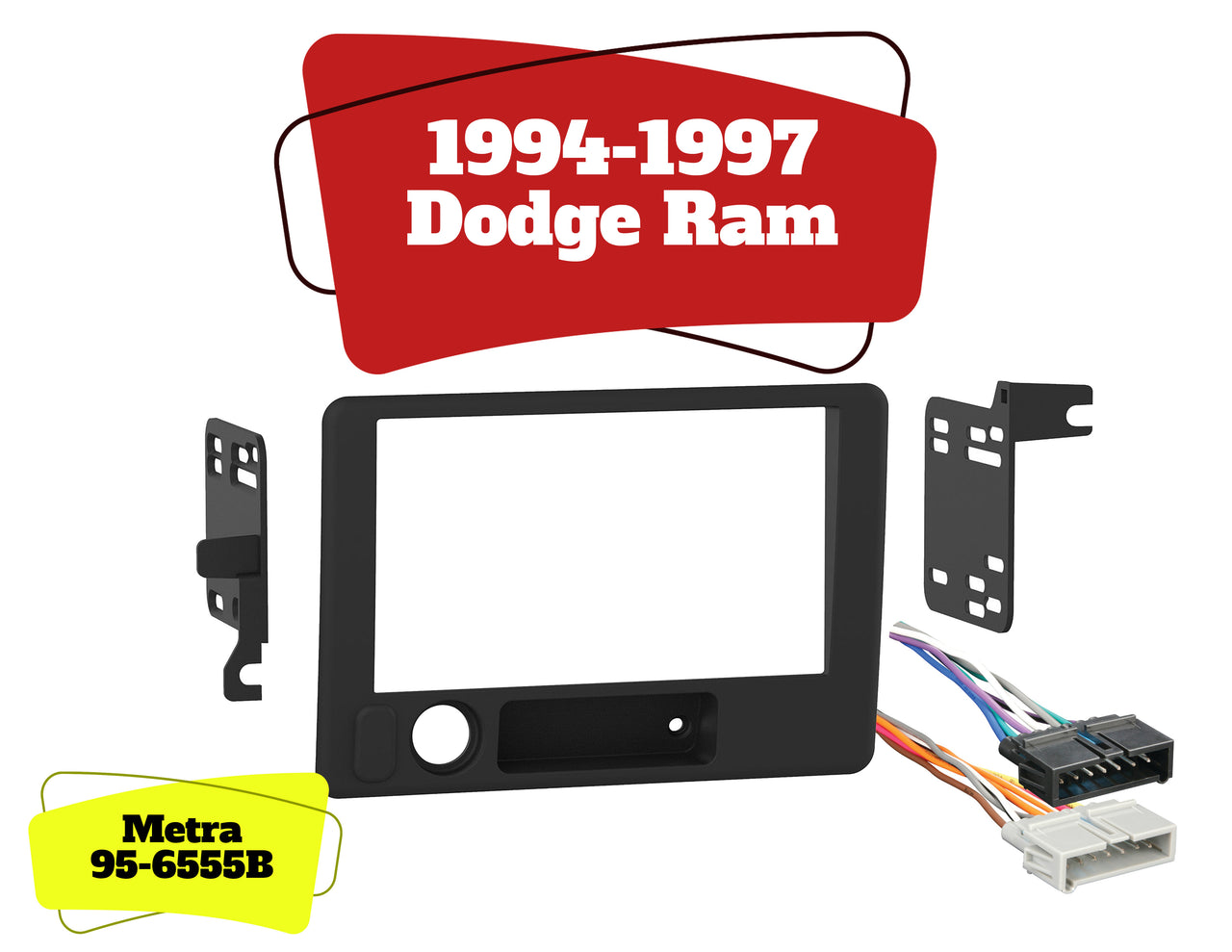 94-97 Dodge Ram Double Din Car Radio Stereo Installation Dash Kit  95-6555B 70-1817