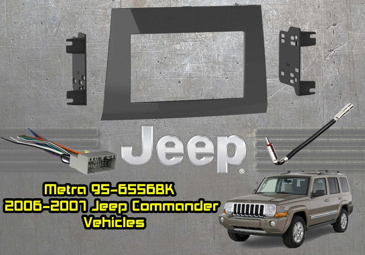 Metra 95-6556G Gray 2006 2007 06 07 JEEP Commander Car Radio Stereo Installation Dash Kit with Metra CHTO-01 Wiring Harness and Metra 40-CR10 Antenna Adapter