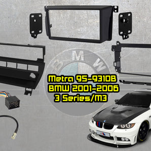 Metra 95-9310B BMW M3 2001-2006 with 5-Switch Panel Vehicle Double DIN Dash Installation Kit with Metra 70-8590 Wiring Harness and Metra 40-VW10 Antenna Adapter