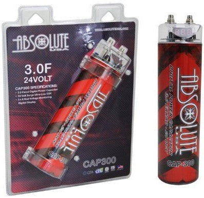 ABSOLUTE CAP300R 3 FARAD POWER CAR CAPACITOR FOR ENERGY STORAGE TO ENHANCE BASS DEMAND FROM AUDIO SYSTEM (RED)