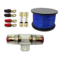 Thumbnail for American Terminal 100 Amp Inline AGU Fuse Holder Fits 4 8 10 Gauge Wire with  RT4 4-Gauge Ring Terminal and AGU100 AGC Gold Standard Glass Fuses 100 Amp 12 Volts + 4 Gauge Power 20 Feet blue
