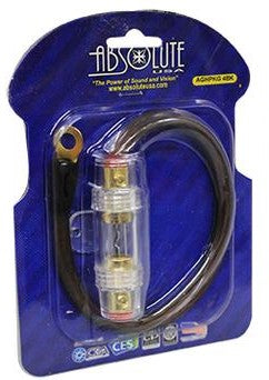 Absolute AGHPKG4BK 4 Gauge Power Cable and In-Line Fuse Kit (Black)