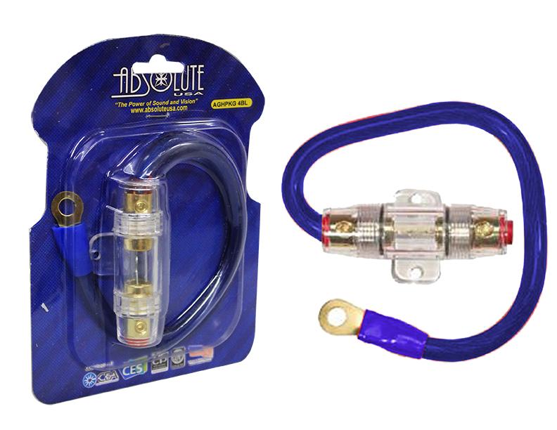 Absolute AGHPKG4BL 4 Gauge Power Cable and In-Line Fuse Kit (Blue)