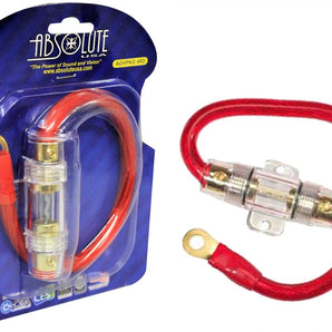 Absolute 4 Gauge RED Power Cable 100% With AGU Inline Fuse Holder 60A Fuse