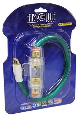 Absolute AGHPKG4GR 4 Gauge Power Cable and In-Line Fuse Kit (Green)