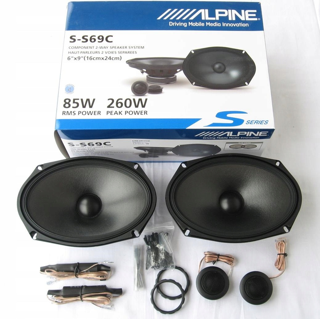 Alpine S-S69C 260w 6x9" Car Audio Component Speakers w/1 Tweeters