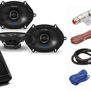 Alpine S2-A36F 4 Ch Amplifier + 2 Pair S2-S68 5X7/6X8 Coax Speakers & Wiring Kit