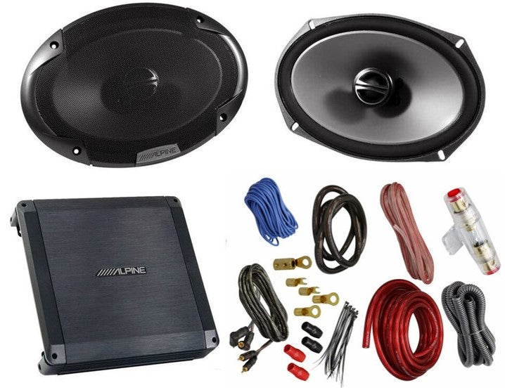 2 Alpine SPE-6090 6x9" 600 Watt Car Audio Speakers+BBX-T600 2 Channel Amplifier+  KIT4 Amp Kit