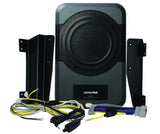 Alpine PWE-S8-WRA Compact powered subwoofer 8" Amplified Custom Fit for 2011-up Jeep Wrangler 4 door with mounting brackets and wiring.