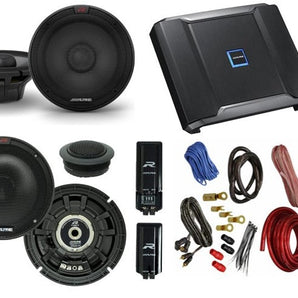 Alpine R2-S65 6.5" Coaxial+R2-S65C Component Speakers + R2-A60F Amplifier Bundle
