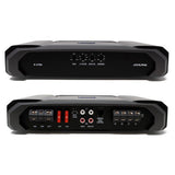 Alpine R-A75M Mono Amplifier, sleek black design, high power output, ideal for car audio systems.