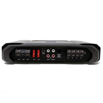 Alpine R-A75M Mono Amplifier, sleek black design, high power output, ideal for car audio systems.