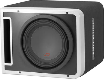 Alpine R-SB10V Pre-Loaded 10-inch Subwoofer Enclosure with Mono Amplifier.