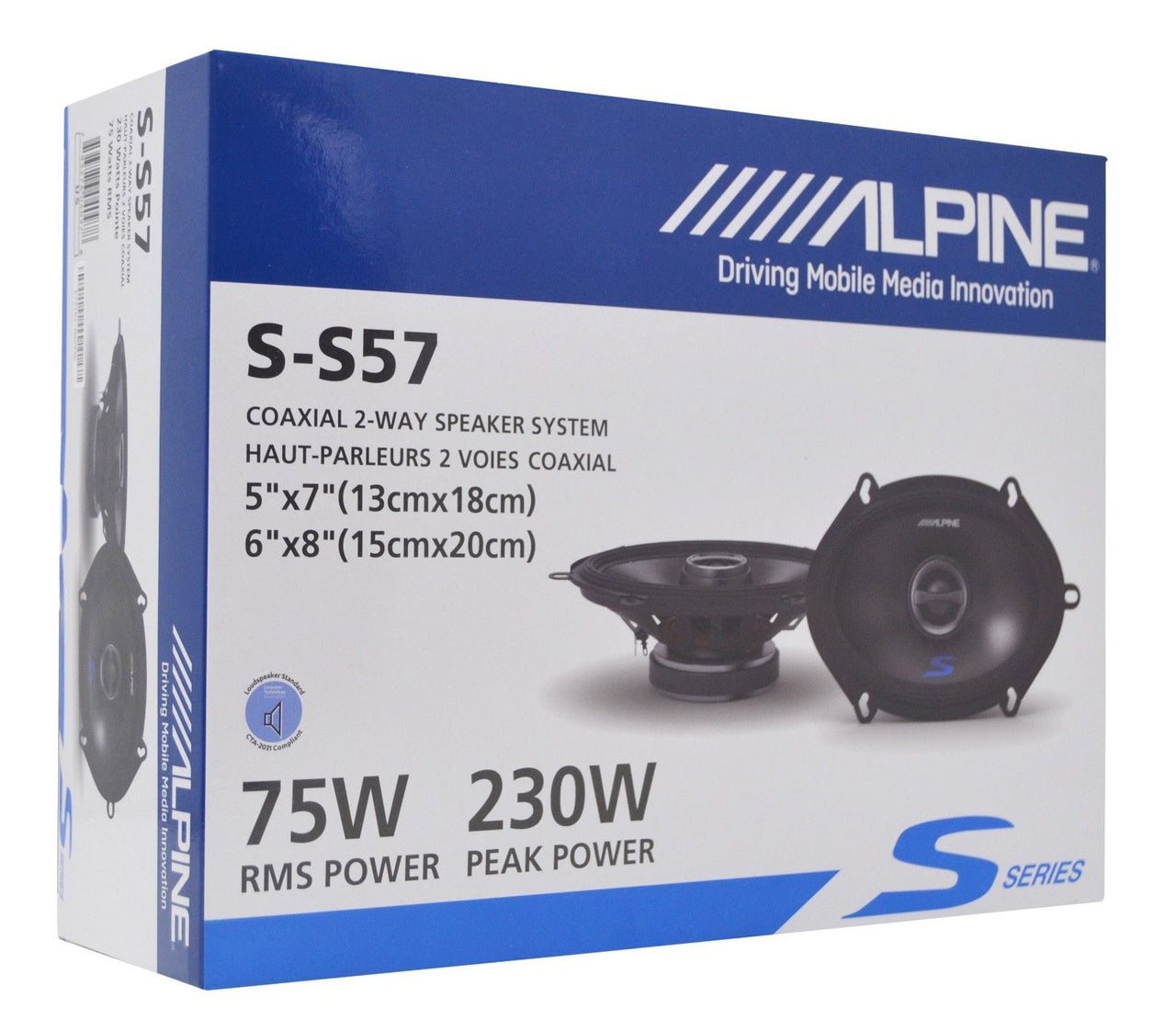 2 Alpine S-S57 5x7" (6x8") Speaker Bundle Two Pairs of 5x7" (6x8") 2-Way Coaxial Speakers