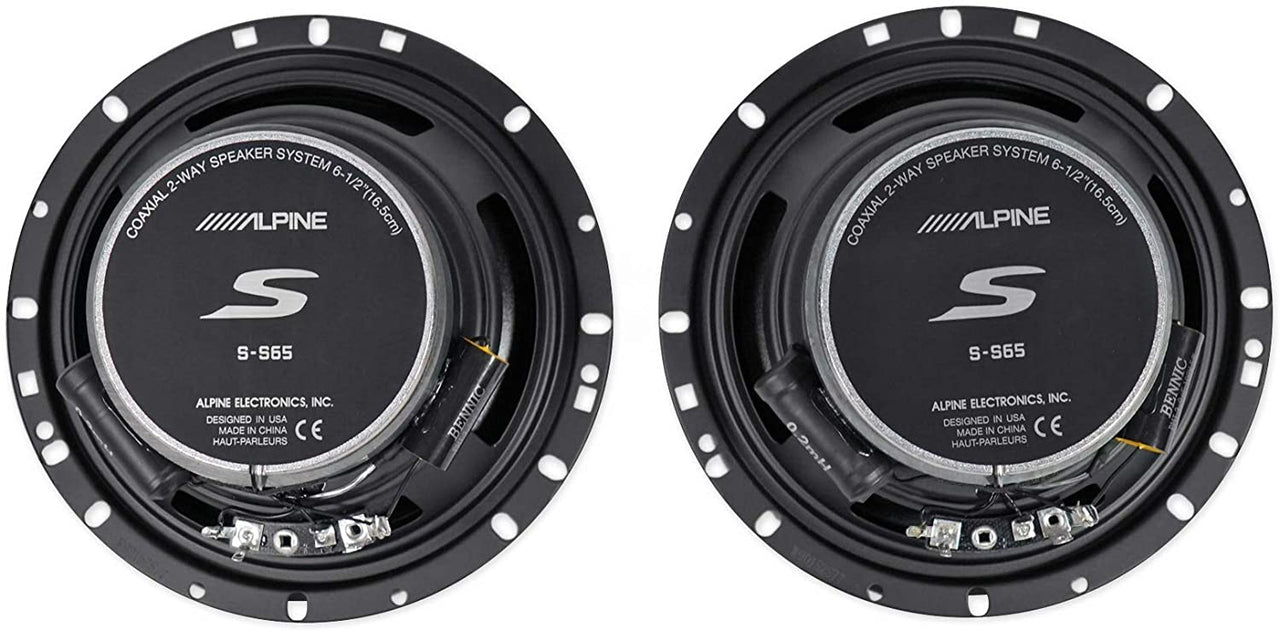 2 Alpine S-S65 Car Speaker 480W Max (160W RMS) 6.5" Type-S 2-Way Coaxial Car Speakers