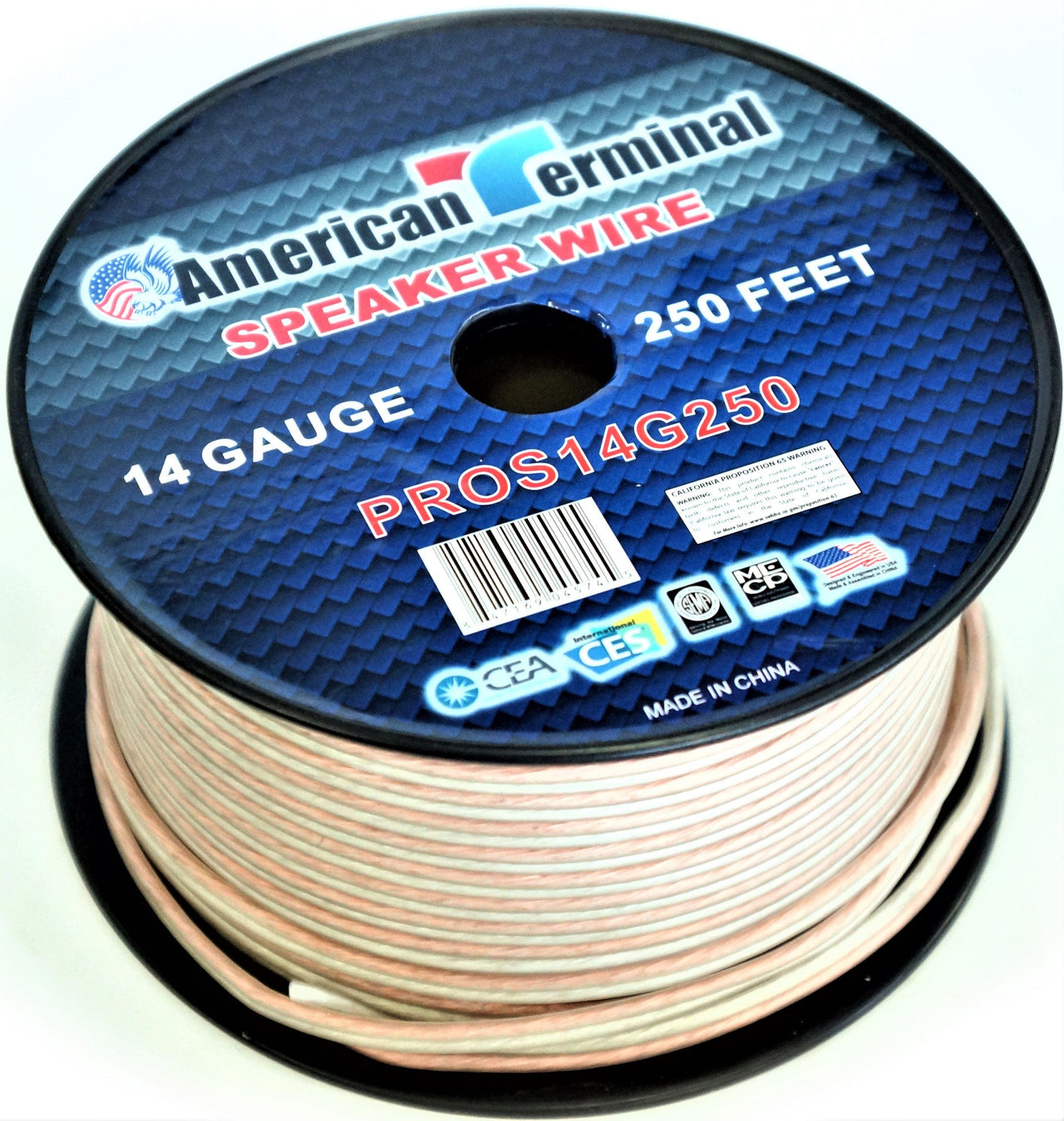 2 American Terminal PROS14250 14 Gauge Speaker Wire<br/> 250' 14 Gauge PRO PA DJ Car Home Marine Audio Speaker Wire Cable Spool