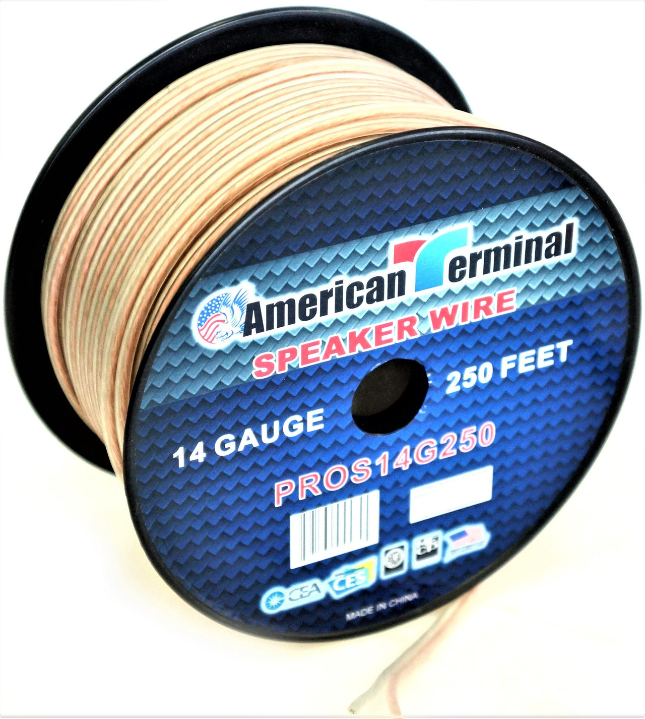 2 American Terminal PROS14250 14 Gauge Speaker Wire<br/> 250' 14 Gauge PRO PA DJ Car Home Marine Audio Speaker Wire Cable Spool