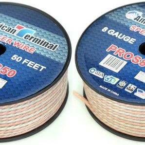 2 American Terminal PROS8G50 50' 8 Gauge PRO PA DJ Car Home Marine Audio Speaker Wire Cable Spool