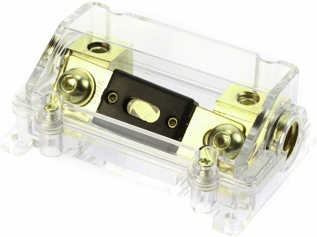Absolute USA ANH-0 Gold Inline ANL Fuse Holder Fits 0, 2, 4 Gauge with 140AMP Fuse