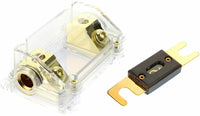Thumbnail for Absolute USA ANH-0 Gold Inline ANL Fuse Holder Fits 0, 2, 4 Gauge with 120AMP Fuse