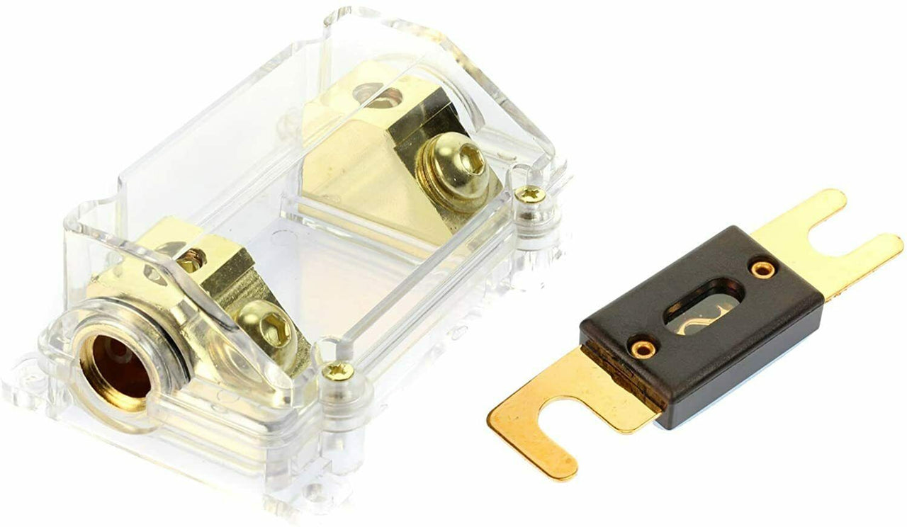 Absolute USA ANH-0 Gold Inline ANL Fuse Holder Fits 0, 2, 4 Gauge with 150AMP Fuse