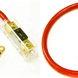 2 200 AMP ANL Gold Terminal Fuse Holder Battery Installation Kit 0 Gauge 1 Foot Red