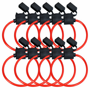 XP Audio XATC8G in-line blade fuse holder with black cap and red wire for electrical protection.