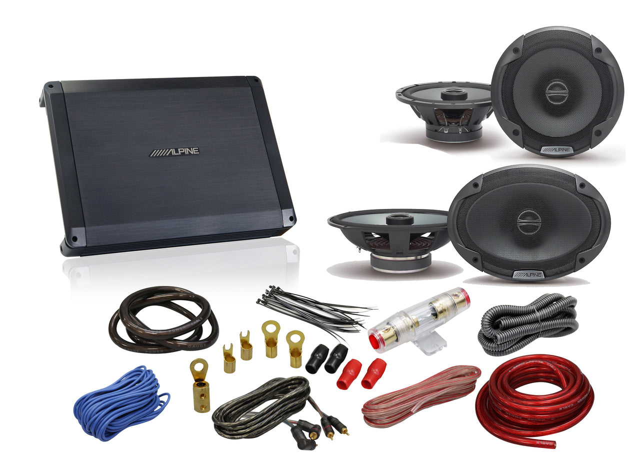 Alpine Bundle SPE-6090 6x9" Coax speakers, SPE-5000 5.25" Coax, BBX-F1200 280W 4-Ch Amp and Wiring