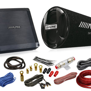 Alpine BBX-T600 Amplifier SWT-12S4 12" Bass Tube KIT4 4 Gauge Amplifier Kit