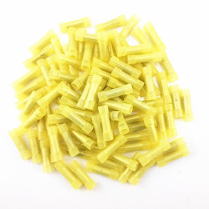 100 pcs Yellow insulated Nylon crimp terminals connectors for reliable electrical connections, ideal for various wiring projects.