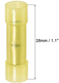 Thumbnail for Patron BC1210Y 100 pcs 12 - 10 Gauge AWG Yellow insulated Nylon crimp terminals connectors Butt Connectors
