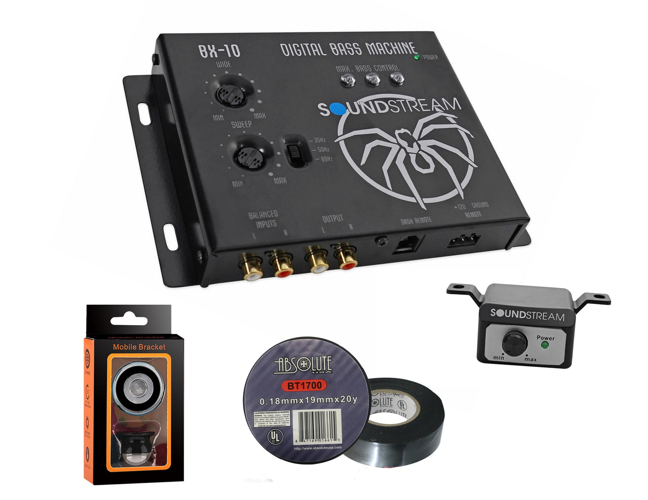 Soundstream BX-10 Digital Bass Reconstruction Processor with Remote+ Free Absolute Electrical Tape+ Phone Holder