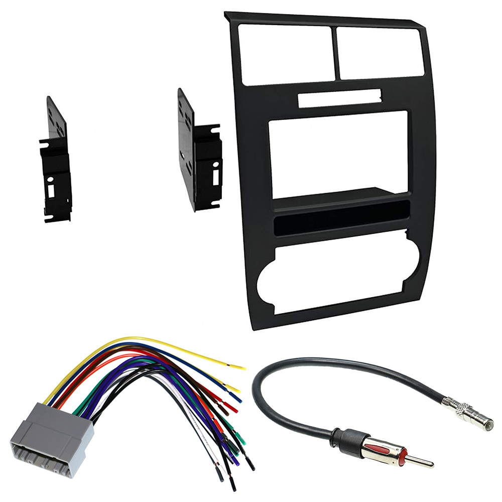 Double Din In Dash Mounting Kit fits 2005-2007 Dodge Magnum (Black) harness Package