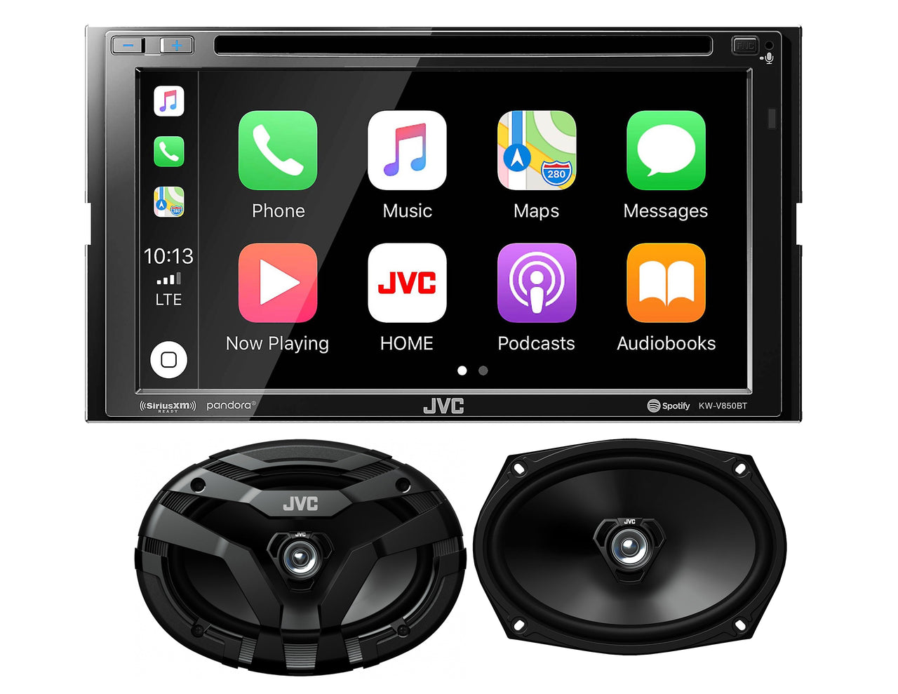 JVC KW-V850BT DVD receiver w/ integrated 6.8" monitor+JVC CS-DF6920 6"x9" DF Series 2-Way Coaxial Car Speakers
