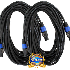 2x 25 ft foot speakon to speakon pro audio speaker cable Free USA Ship 25 Feet