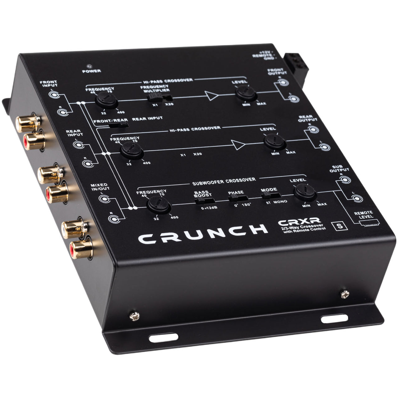 Crunch Ground Pounder CRXR 2-way/3-way active x-over with bass remote control.