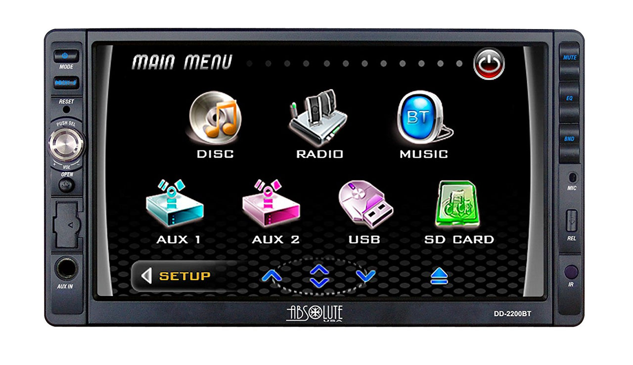Absolute DD2200BT Double Din Car Stereo Bluetooth Multimedia Receiver DVD/VCD/MPEG4/MP3/CD/CD-R/CD-RW/Compatible