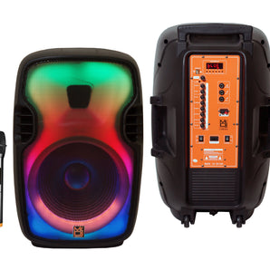 MR DJ FLAME3500LED PRO Portable 15" 2-Way Full-Range Powered/Active DJ PA + Stand