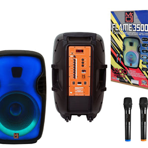 MR DJ FLAME3500LED Pro Portable 15" 2-Way Full-Range Powered/Active DJ PA Multipurpose Live Sound Loudspeaker