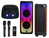 Thumbnail for 2 MR DJ FLAME5500LED Bluetooth PA Party Speakers Liquid Crystal LED 2 x 12