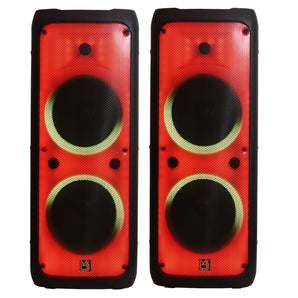 2 MR DJ FLAME5500LED Professional Portable Dual 12" 3-Way Full-Range Powered/Active DJ PA Multipurpose Live Sound Bluetooth Loudspeaker