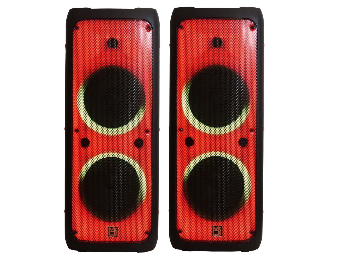 2 MR DJ FLAME5500LED Bluetooth PA Party Speakers Liquid Crystal LED 2 x 12" TWS FM USB