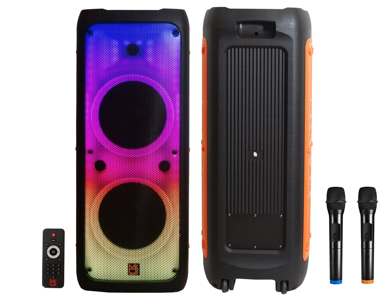 2 MR DJ FLAME5500LED Professional Portable Dual 12” 3-Way Full-Range Powered/Active DJ PA Multipurpose Live Sound Bluetooth Loudspeaker