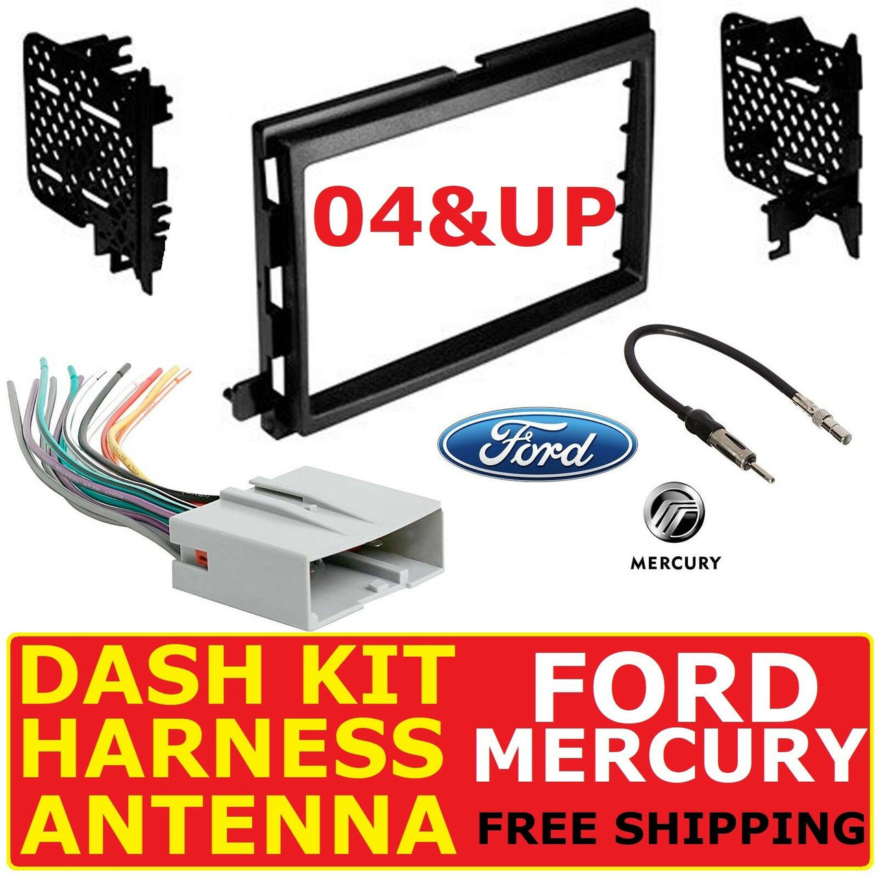 American International FMK552 Car Radio Stereo Double Din Dash Kit Harness Antenna Adapter for 1995-2011 Ford Lincoln Mazda Mercury